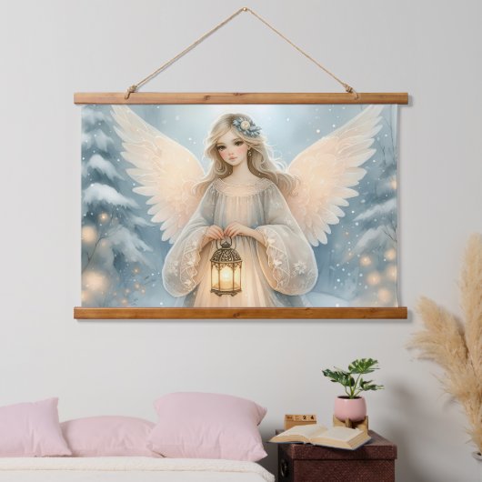 Celestial Winter Angel Lantern of Grace Hangend Wandkleed (Slaapkamer)