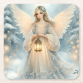 Celestial Winter Angel Lantern of Grace Kartonnen Onderzetters (Voorkant)
