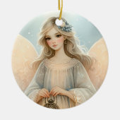 Celestial Winter Angel Lantern of Grace Keramisch Ornament (Voorkant)