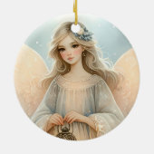 Celestial Winter Angel Lantern of Grace Keramisch Ornament (Achterkant)