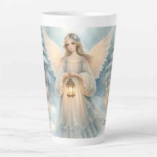 Celestial Winter Angel Lantern of Grace Latte Mok (Voorkant)