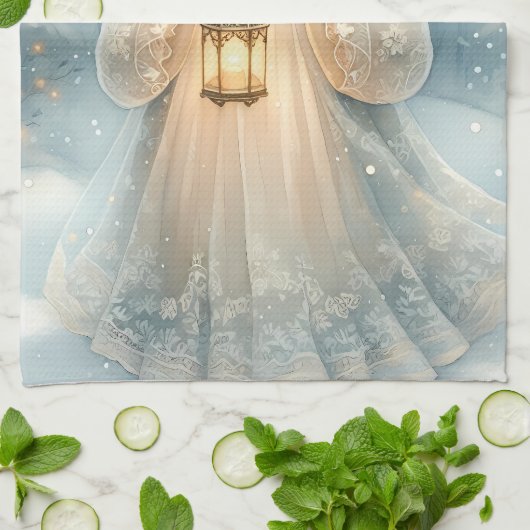 Celestial Winter Angel Lantern of Grace Theedoek (Gevouwen)