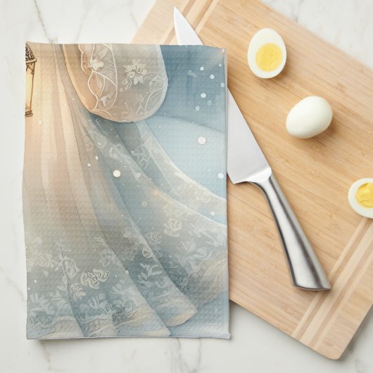 Celestial Winter Angel Lantern of Grace Theedoek (Quarter Fold)