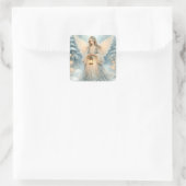 Celestial Winter Angel Lantern of Grace Vierkante Sticker (Tas)