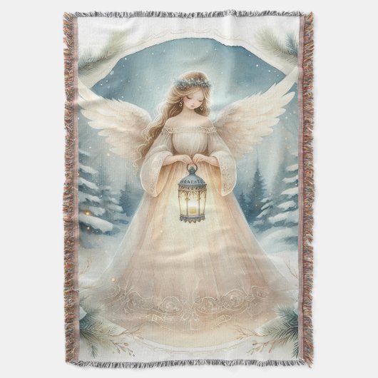 Celestial Winter Angel Lantern of Hope Deken (Voorkant Verticaal)