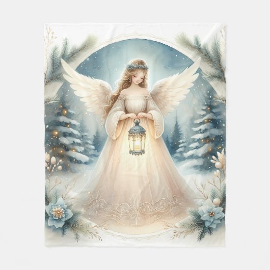 Celestial Winter Angel Lantern of Hope Fleece Deken (Voorkant)