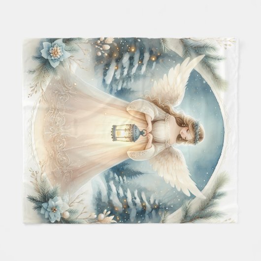 Celestial Winter Angel Lantern of Hope Fleece Deken (Voorkant (Horizontaal))
