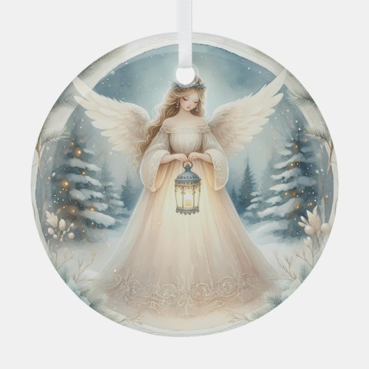 Celestial Winter Angel Lantern of Hope Glas Ornament (Voorkant)