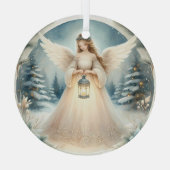 Celestial Winter Angel Lantern of Hope Glas Ornament (Achterkant)
