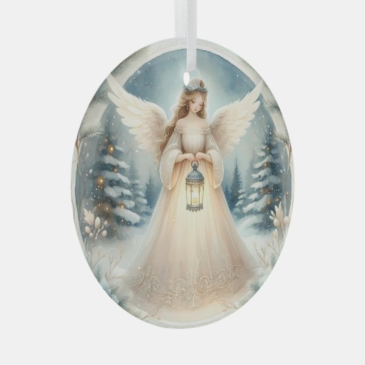 Celestial Winter Angel Lantern of Hope Glas Ornament (Voorkant Rechts)