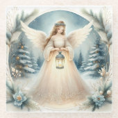 Celestial Winter Angel Lantern of Hope Glazen Onderzetter (Voorkant)