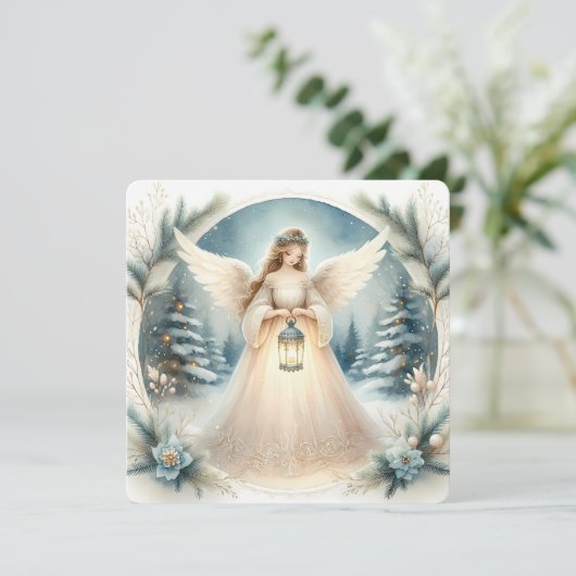 Celestial Winter Angel Lantern of Hope Kaart (Staand voorkant)