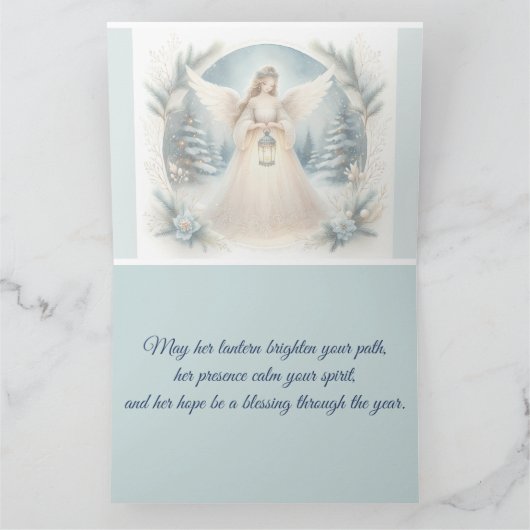 Celestial Winter Angel Lantern of Hope Kaart (Binnen)