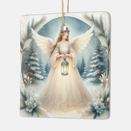 Celestial Winter Angel Lantern of Hope Keramisch Ornament (Links)