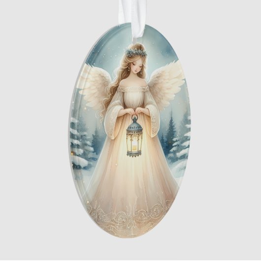 Celestial Winter Angel Lantern of Hope Ornament (voorkant)