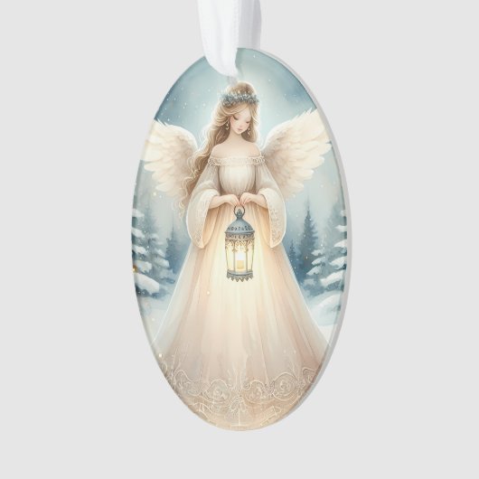 Celestial Winter Angel Lantern of Hope Ornament (voorkant)