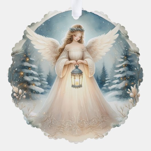 Celestial Winter Angel Lantern of Hope Ornament Kaart (Achterkant)