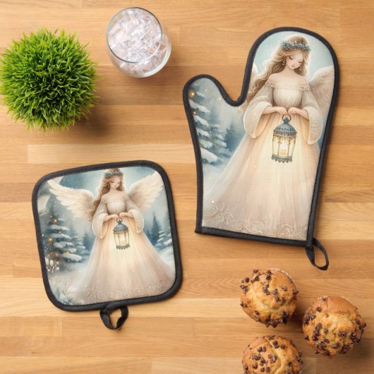 Celestial Winter Angel Lantern of Hope Ovenwant & Pannenlap Set (Top down)