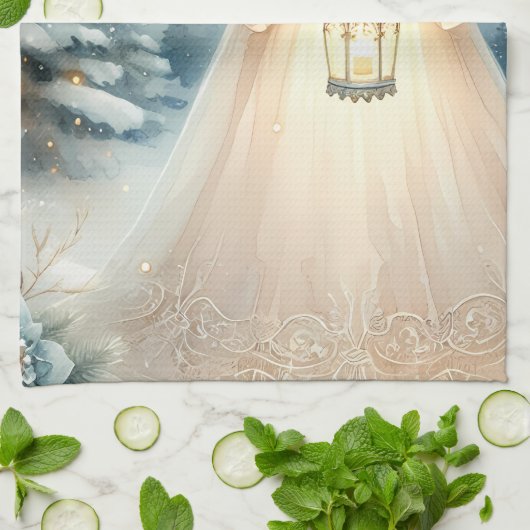 Celestial Winter Angel Lantern of Hope Theedoek (Gevouwen)