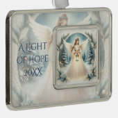 Celestial Winter Angel Lantern of Hope Verzilverd Omlijst Ornament (Rechts)