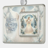 Celestial Winter Angel Lantern of Hope Verzilverd Omlijst Ornament (Links)