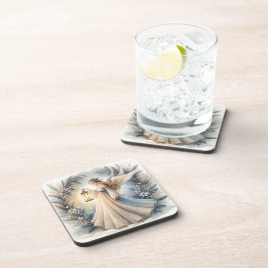 Celestial Winter Angel Lantern of Peace Bier Onderzetter (Rechterzijde)