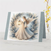 Celestial Winter Angel Lantern of Peace Kaart (Gele Bloem)