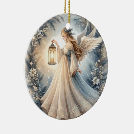 Celestial Winter Angel Lantern of Peace Keramisch Ornament (Rechts)