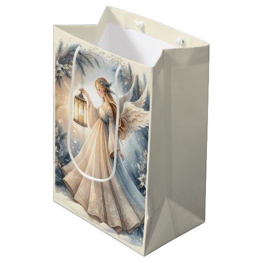 Celestial Winter Angel Lantern of Peace Medium Cadeauzakje (Voorkant Gekanteld)