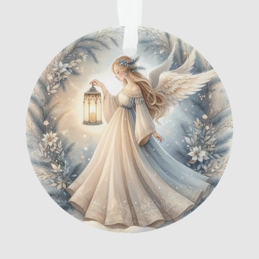 Celestial Winter Angel Lantern of Peace Ornament (achterkant)