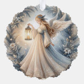 Celestial Winter Angel Lantern of Peace Ornament Kaart (Achterkant)