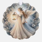 Celestial Winter Angel Lantern of Peace Ornament Kaart (Voorkant)