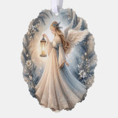 Celestial Winter Angel Lantern of Peace Ornament Kaart (Links)
