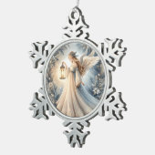Celestial Winter Angel Lantern of Peace Tin Sneeuwvlok Ornament (Rechts)