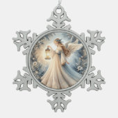 Celestial Winter Angel Lantern of Peace Tin Sneeuwvlok Ornament (Voorkant)