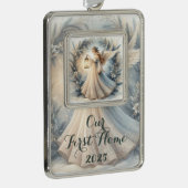 Celestial Winter Angel Lantern of Peace Verzilverd Omlijst Ornament (Rechts)