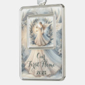 Celestial Winter Angel Lantern of Peace Verzilverd Omlijst Ornament (Links)