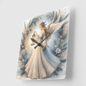 Celestial Winter Angel Lantern of Peace Vierkante Klok (Hoek)