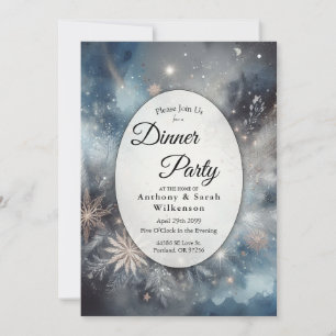 Celestial Winter Midnight Sparkle Dinner Party Kaart