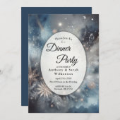 Celestial Winter Midnight Sparkle Dinner Party Kaart (Voorkant / Achterkant)
