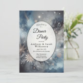 Celestial Winter Midnight Sparkle Dinner Party Kaart (Staand voorkant)