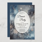 Celestial Winter Midnight Sparkle Dinner Party Kaart (Voorkant / Achterkant)