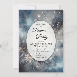 Celestial Winter Midnight Sparkle Dinner Party Kaart