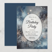Celestial Winter Midnight Sparkle Verjaardagsfeest Kaart (Voorkant / Achterkant)