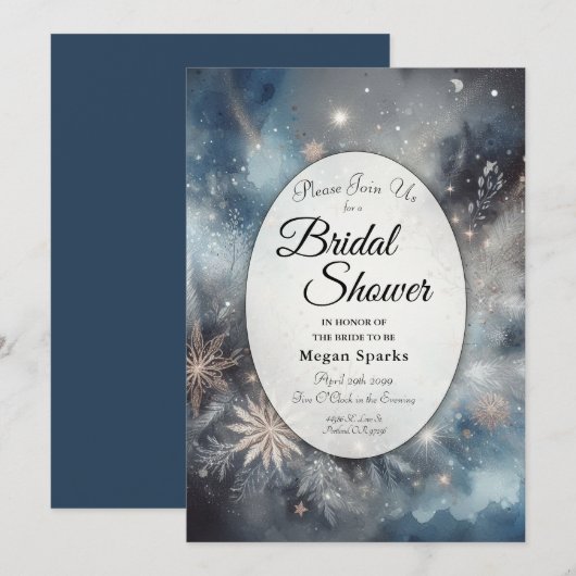 Celestial Winter Midnight Sparkle Vrijgezellenfees Kaart (Voorkant / Achterkant)