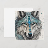Celestial Winter Wolf - Magical Holiday Card Feestdagenkaart (Voorkant / Achterkant)