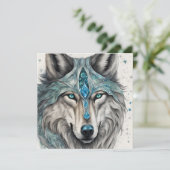 Celestial Winter Wolf - Magical Holiday Card Feestdagenkaart (Staand voorkant)