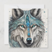 Celestial Winter Wolf - Magical Holiday Card Feestdagenkaart (Voorkant)