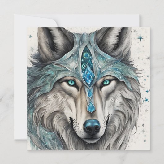 Celestial Winter Wolf - Magical Holiday Card Feestdagenkaart (Voorkant)