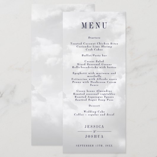 Celestial Wit Bewolkt Sky Diner Menu (Voorkant / Achterkant)